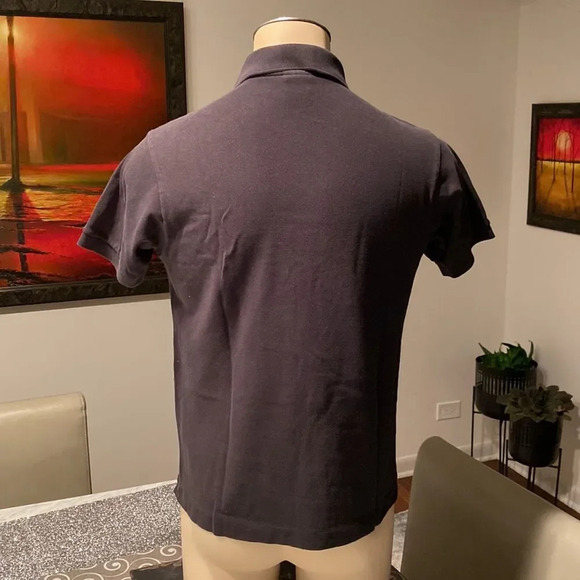 Lacoste 4/Medium Black Polo Short Sleeve Logo Embroidered Button Up - Picture 4 of 6